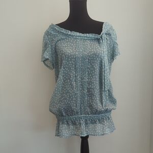 Esprit Light Blue Polka Dot Short Sleeve Women's Top
